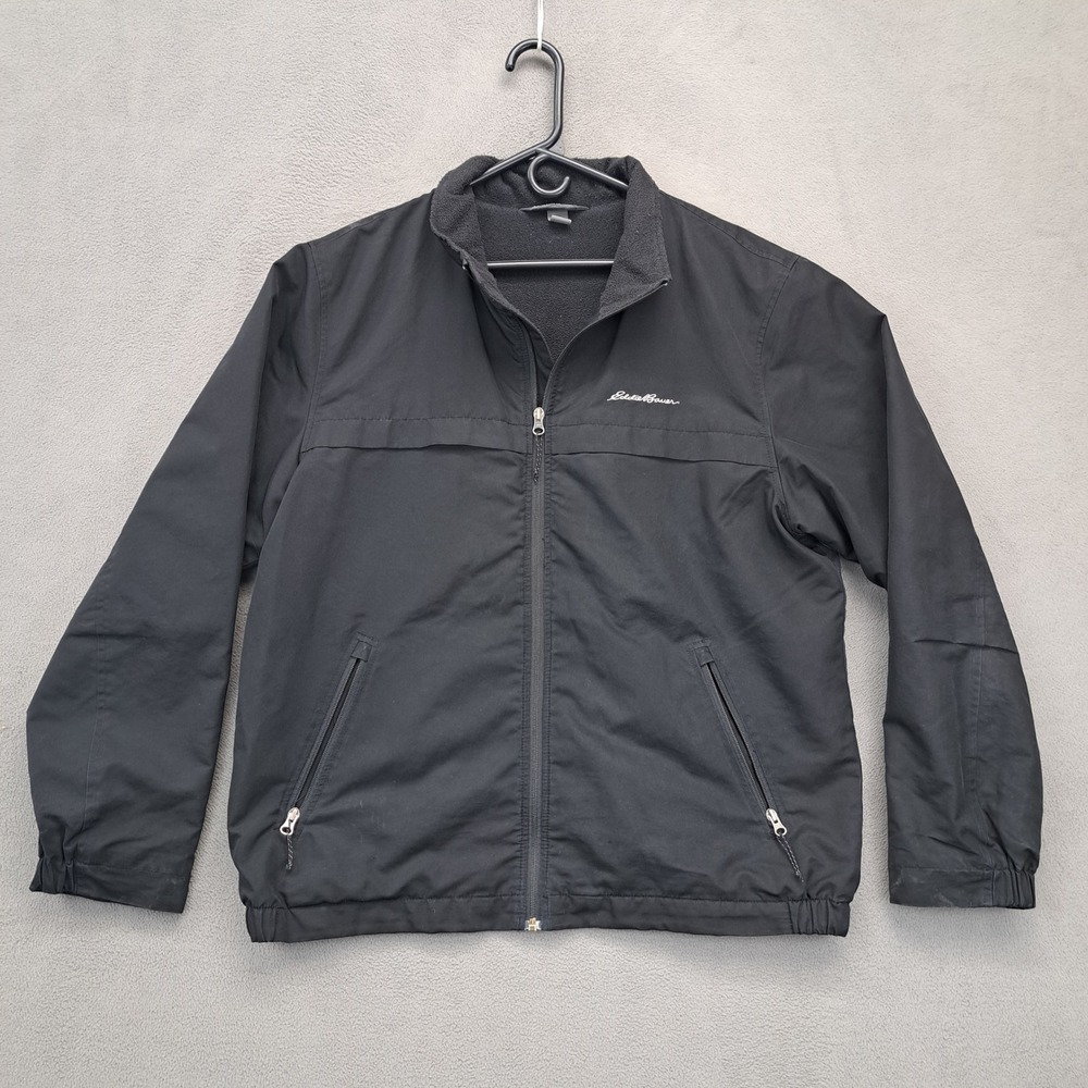 Eddie Bauer Mens Black Zip Up Fleece Lined Jacket Size Large